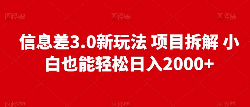 信息差3.0新玩法项目拆解小白也能轻松日入2000+-金易项目网