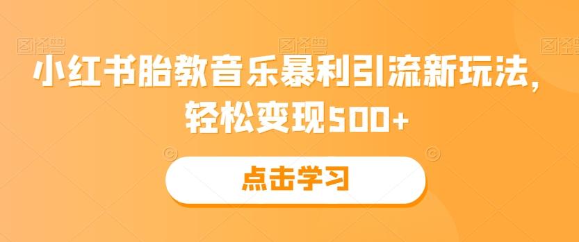 小红书胎教音乐暴利引流新玩法，轻松变现500+-金易项目网