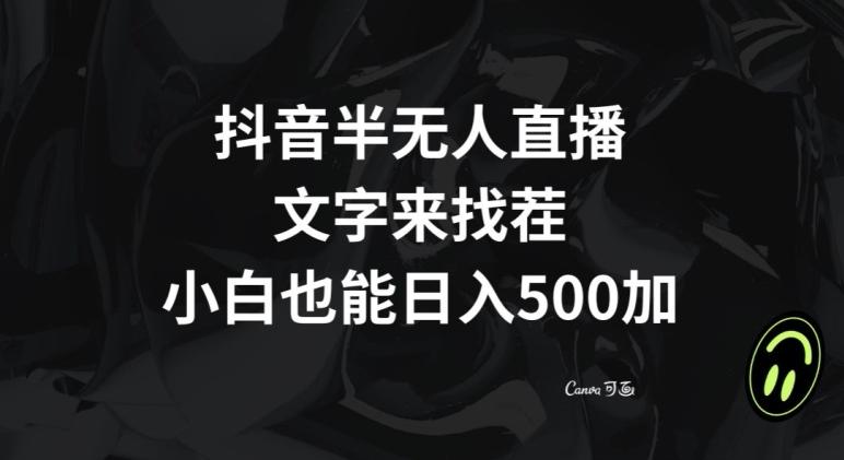 抖音半无人直播，文字来找茬小游戏，每天收益500+【揭秘】-金易项目网