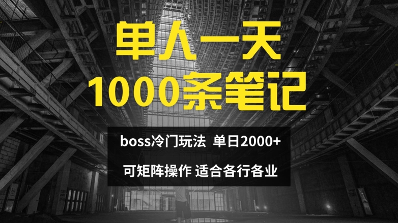 单人一天1000条笔记，日入2000+，BOSS直聘的正确玩法【揭秘】-金易项目网
