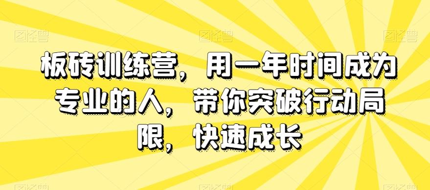 板砖训练营，用一年时间成为专业的人，带你突破行动局限，快速成长-金易项目网