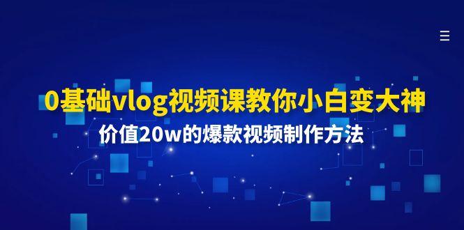 0基础vlog视频课教你小白变大神：价值20w的爆款视频制作方法-金易项目网