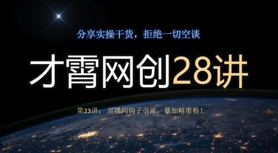 才霄网创28讲第23讲：直播间钩子引流，暴加精准粉！-金易项目网