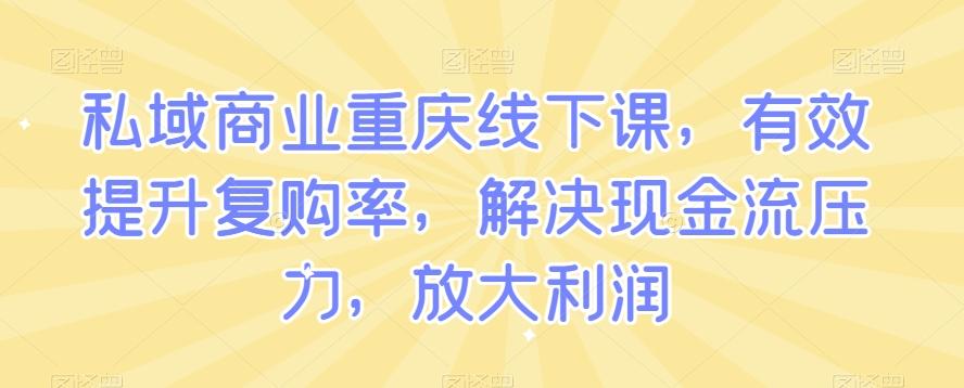 私域商业重庆线下课，有效提升复购率，解决现金流压力，放大利润-金易项目网