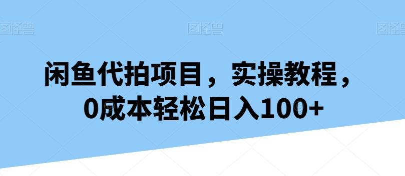 闲鱼代拍项目，实操教程，0成本轻松日入100+-金易项目网