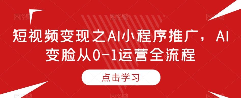 短视频变现之AI小程序推广，AI变脸从0-1运营全流程-金易项目网