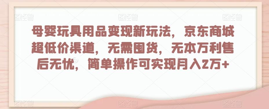 母婴玩具用品变现新玩法，京东商城超低价渠道，简单操作可实现月入2万+【揭秘】-金易项目网