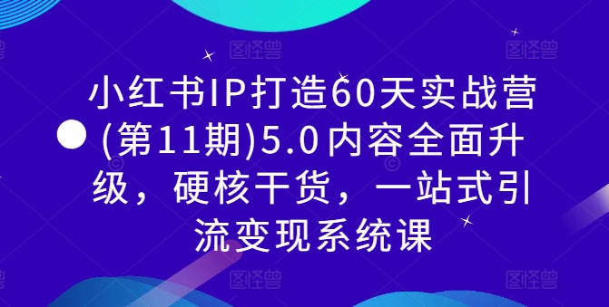 小红书IP打造60天实战营(第11期)5.0​内容全面升级，硬核干货，一站式引流变现系统课-金易项目网