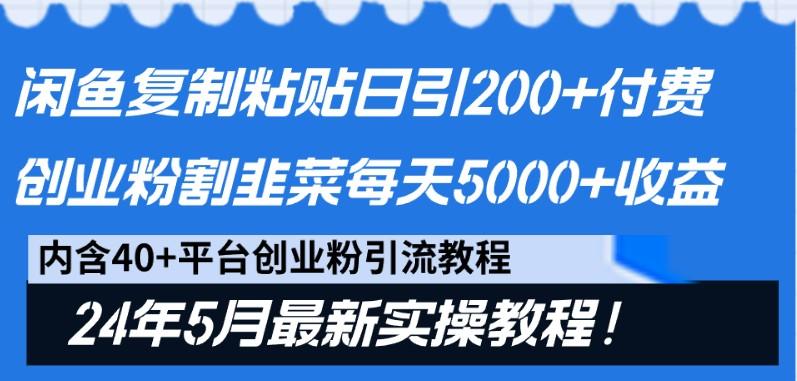 闲鱼复制粘贴日引200+付费创业粉，24年5月最新方法！割韭菜日稳定5000+收益-金易项目网