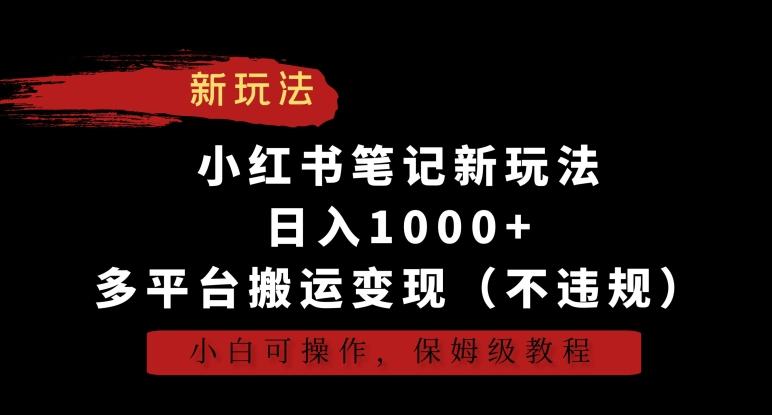 小红书笔记新玩法，日入1000+，多平台搬运变现(不违规)，小白可操作，保姆级教程【揭秘】-金易项目网