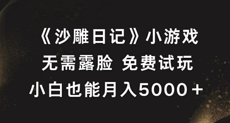 《沙雕日记》小游戏，无需露脸免费试玩，小白也能月入5000+【揭秘】-金易项目网