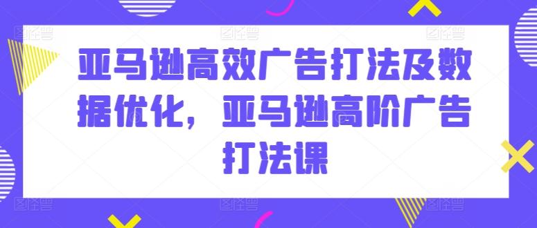 亚马逊高效广告打法及数据优化，亚马逊高阶广告打法课-金易项目网
