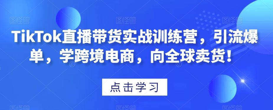 TikTok直播带货实战训练营，引流爆单，学跨境电商，向全球卖货！-金易项目网