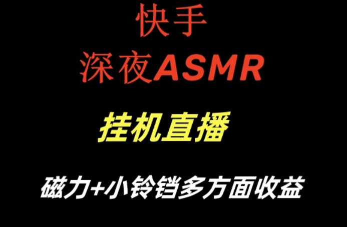 快手深夜ASMR挂机直播，磁力+小铃铛收益(附带工具和5G素材)【揭秘】-金易项目网