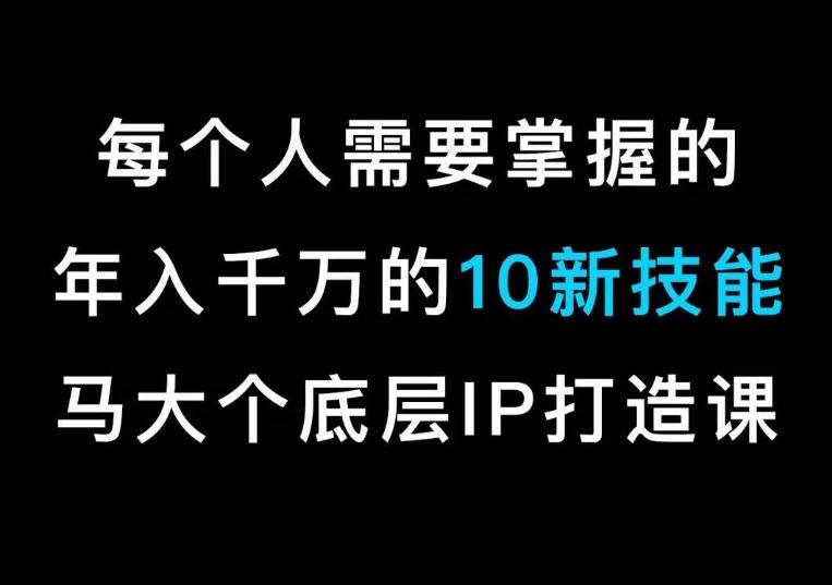 马大个的IP底层逻辑课，​每个人需要掌握的年入千万的10新技能，约会底层IP打造方法！-金易项目网