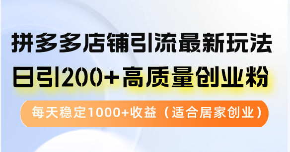 拼多多店铺引流最新玩法，日引200+高质量创业粉，每天稳定1000+收益(…-金易项目网