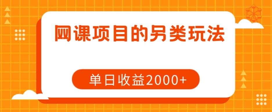 网课项目的另类玩法，单日收益2000+【揭秘】-金易项目网