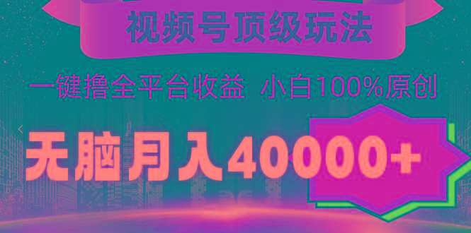 (9281期)视频号顶级玩法，无脑月入40000+，一键撸全平台收益，纯小白也能100%原创-金易项目网