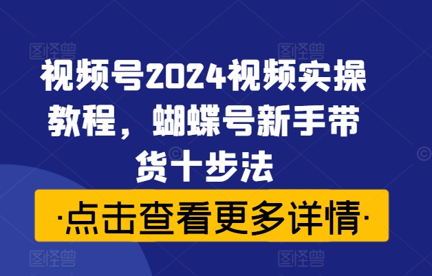 视频号2024视频实操教程，蝴蝶号新手带货十步法-金易项目网