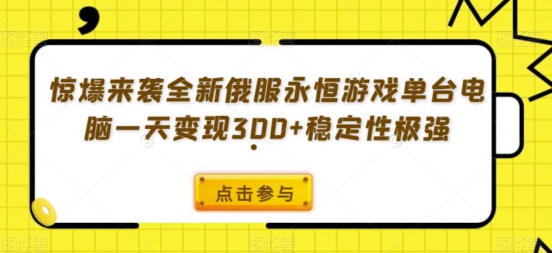 惊爆来袭全新俄服永恒游戏单台电脑一天变现300+稳定性极强-金易项目网