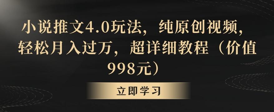 小说推文4.0玩法，纯原创视频，轻松月入过万，超详细教程(价值998元)【揭秘】-金易项目网