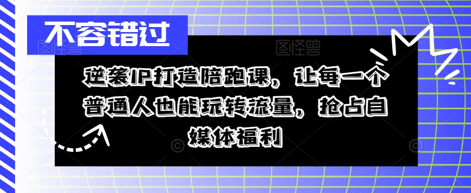 逆袭IP打造陪跑课，让每一个普通人也能玩转流量，抢占自媒体福利-金易项目网