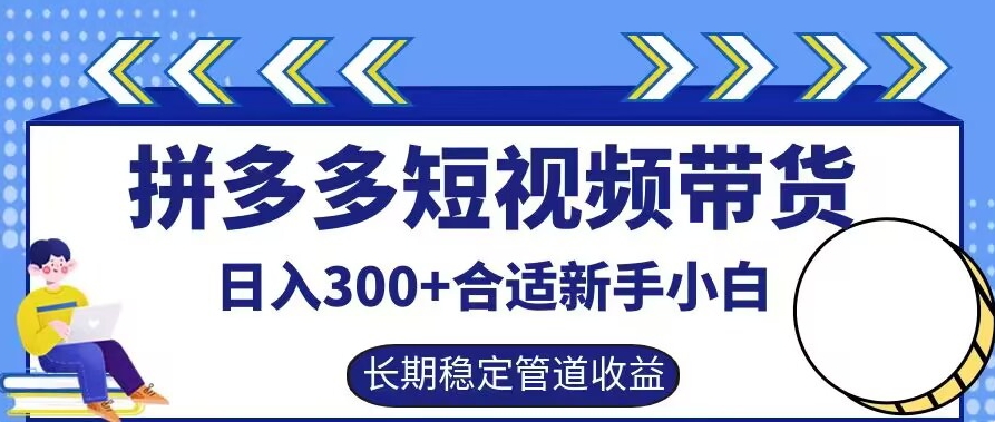 拼多多短视频带货日入300+有长期稳定被动收益，合适新手小白【揭秘】-金易项目网