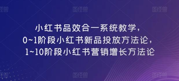 小红书品效合一系统教学，​0~1阶段小红书新品投放方法论，​1~10阶段小红书营销增长方法论-金易项目网