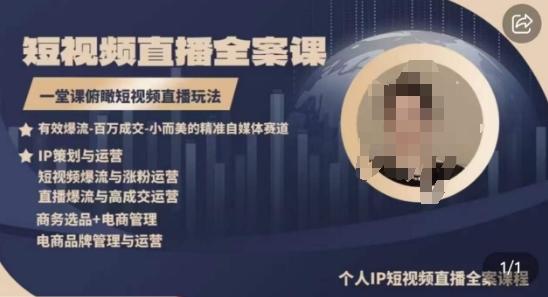 高品质IP短视频直播全案课程，一堂课俯瞰短视频直播玩法-金易项目网