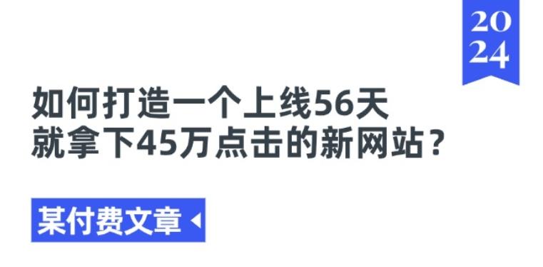某付费文章《如何打造一个上线56天就拿下45万点击的新网站?》-金易项目网