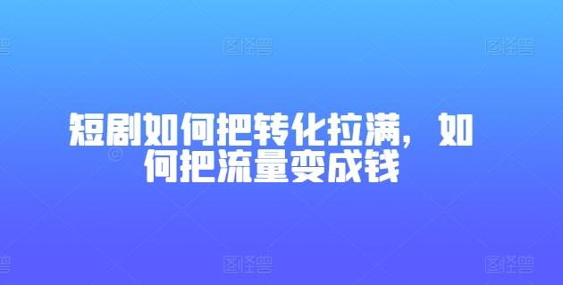 短剧如何把转化拉满，如何把流量变成钱-金易项目网
