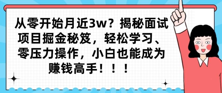 从零开始月近3w？揭秘面试项目掘金秘笈，轻松学习、零压力操作，小白也能成为赚钱高手-金易项目网
