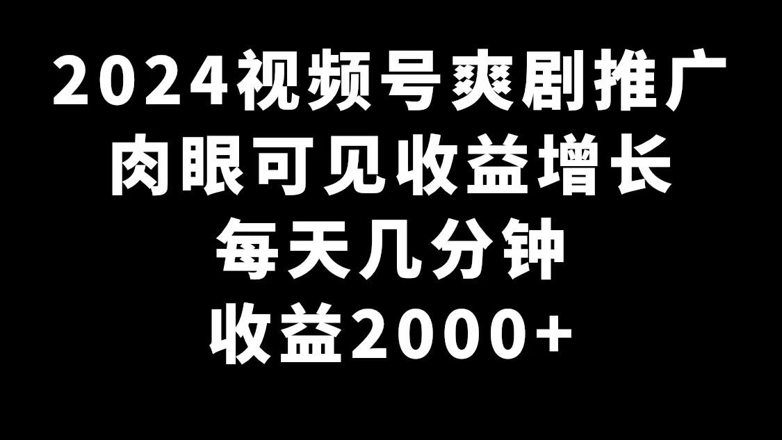 2024视频号爽剧推广，肉眼可见的收益增长，每天几分钟收益2000+-金易项目网