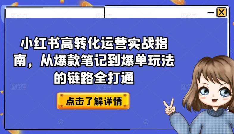 小红书高转化运营实战指南，从爆款笔记到爆单玩法的链路全打通-金易项目网