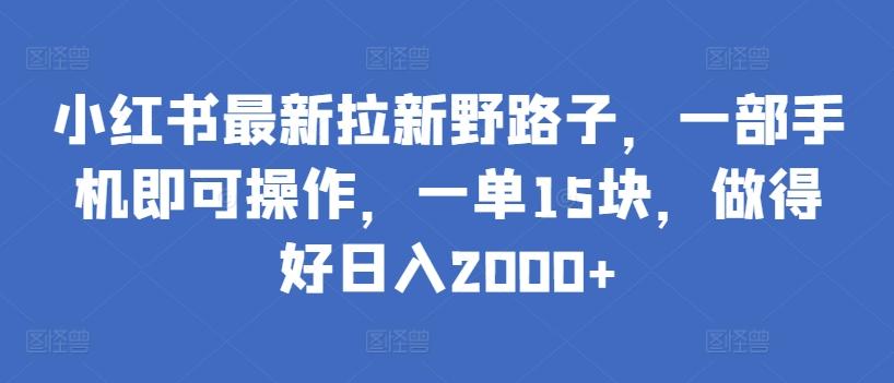 小红书最新拉新野路子，一部手机即可操作，一单15块，做得好日入2000+【揭秘】-金易项目网