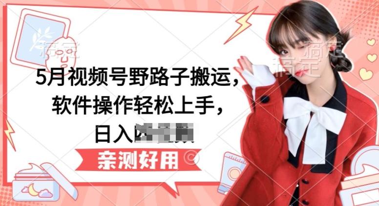 5月视频号野路子搬运，软件操作轻松上手，日入三位数【揭秘】-金易项目网