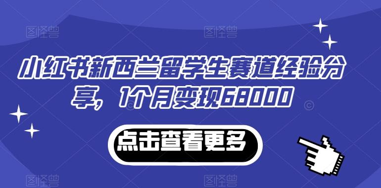 小红书新西兰留学生赛道经验分享，1个月变现68000【揭秘】-金易项目网