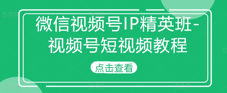 微信视频号IP精英班-视频号短视频教程-金易项目网