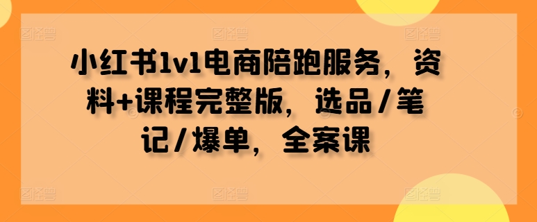 小红书1v1电商陪跑服务，资料+课程完整版，选品/笔记/爆单，全案课-金易项目网