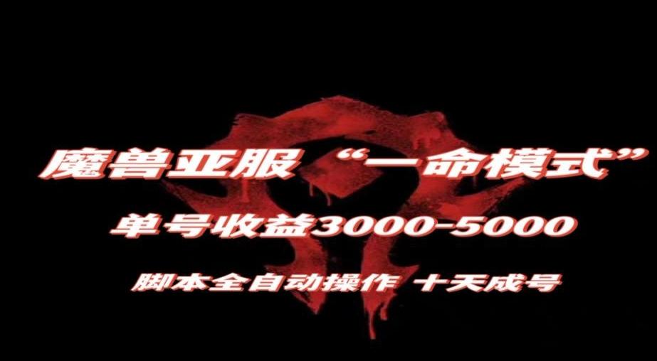 魔兽亚服一命模式，10天成号-单号3千-5千，脚本全自动操作，保姆级教学【揭秘】-金易项目网