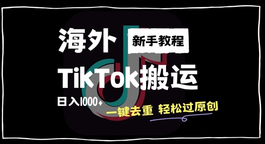 2024最新海外TikTok搬运玩法，一键去重轻松过原创，新手无经验也能日入1k【揭秘】-金易项目网