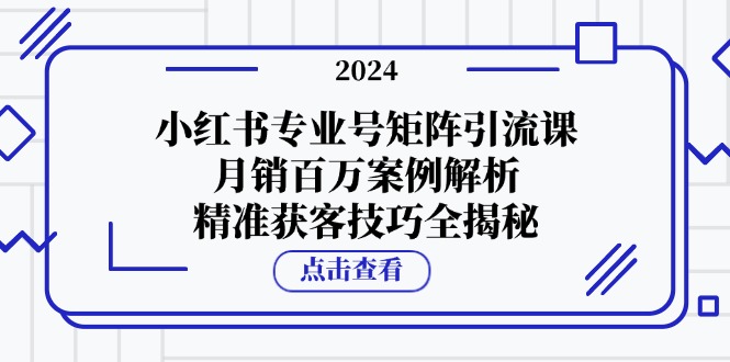 小红书专业号矩阵引流课，月销百万案例解析，精准获客技巧全揭秘-金易项目网