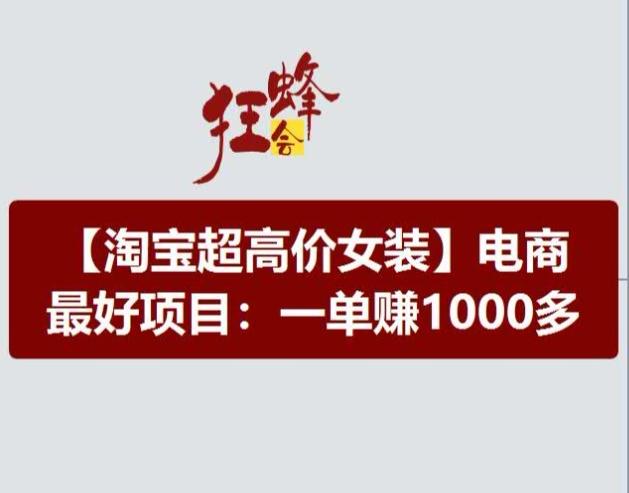 淘宝超高价女装项目，电商最好赛道，一单赚1000多-金易项目网