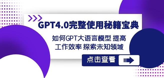GPT4.0完整使用-秘籍宝典：如何GPT大语言模型提高工作效率探索未知领域-金易项目网