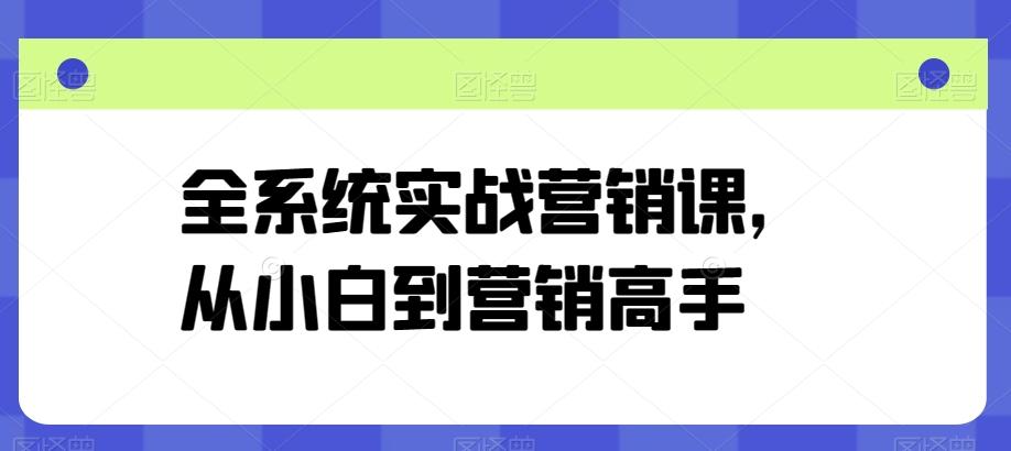 全系统实战营销课，从小白到营销高手-金易项目网
