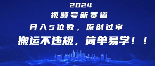 2024视频号新赛道，月入5位数+，原创过审，搬运不违规，简单易学【揭秘】-金易项目网