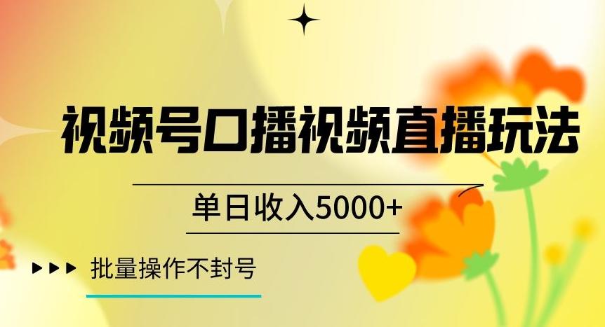 视频号囗播视频直播玩法，单日收入5000+，批量操作不封号【揭秘】-金易项目网