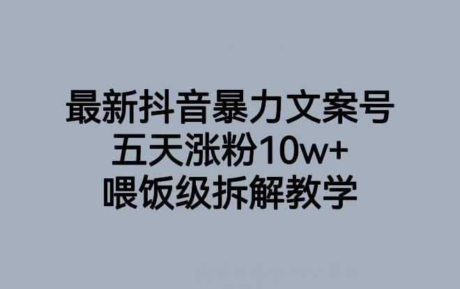 最新抖音暴力文案号，五天涨粉10w+，喂饭级拆解教学-金易项目网