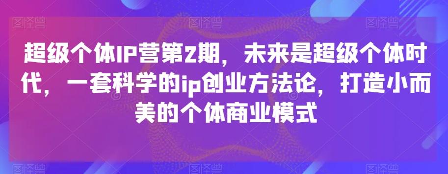超级个体IP营第2期，未来是超级个体时代，一套科学的ip创业方法论，打造小而美的个体商业模式-金易项目网