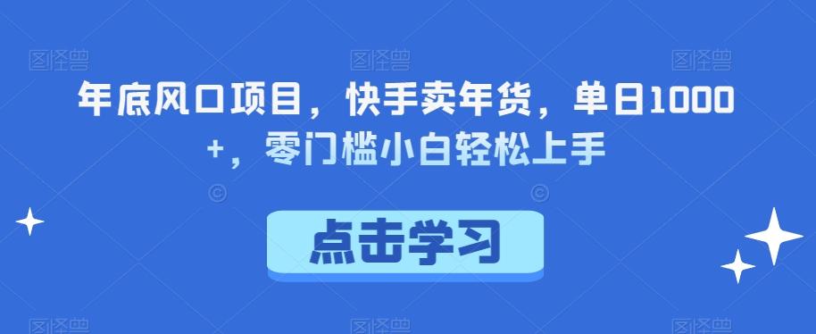 年底风口项目，快手卖年货，单日1000+，零门槛小白轻松上手-金易项目网
